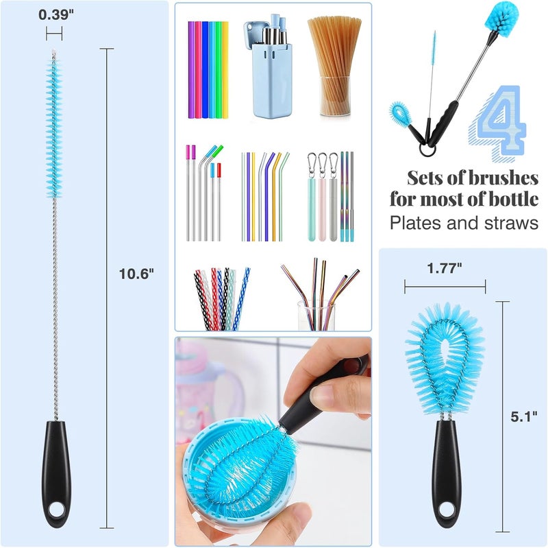 AnDock 3-in-1 Stainless Steel Bottle Cleaning Brush Set - Long Handle for Narrow Neck, Sport, Baby, Flask, Straw, Tumbler, Cup - Image 3